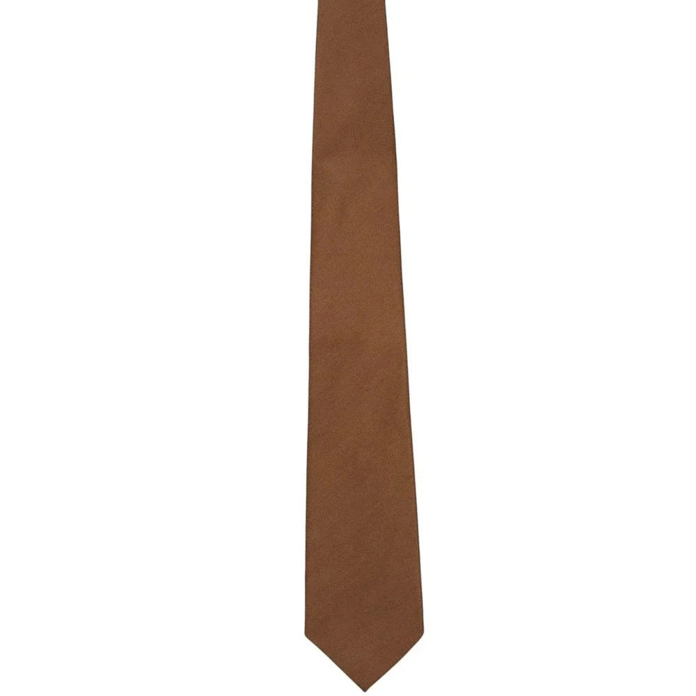 Ralph Lauren Purple Label 100% Silk Tie Solid Brown Satin Necktie Italy